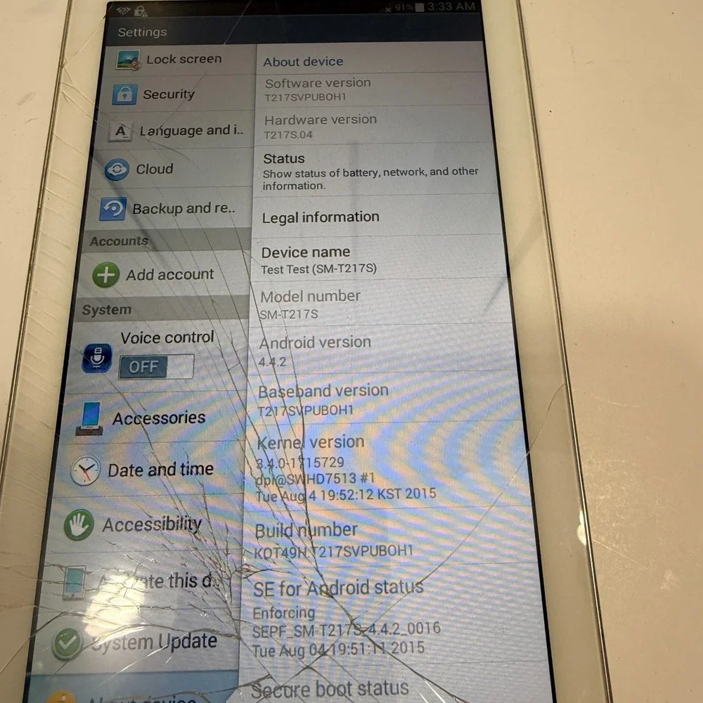 Samsung Galaxy Tab 3 7.0 SM-T217S 16GB White Fair Cracked Screen